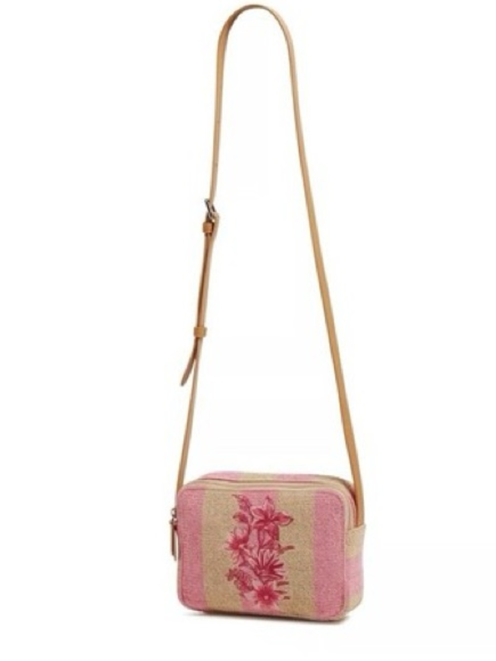 Vera Bradley "Evie" Crossbody Bag in Candy Pink Stripe Straw EUC